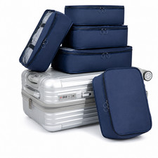 5 Packing Cubes Travel Organiser Set Suitcase Luggage Clothes Storage Zip Bags
