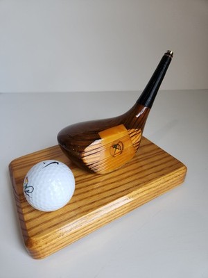 Vintage Arnold Palmer Wooden Golf Club Business Card Holder w/ Invitational Logo