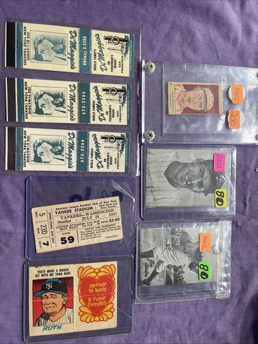 Hall Of Famers 1926 And 1947 Plus Yankees Ticket And Babe Ruth