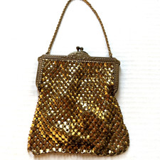 Vintage Gold Mesh Evening Bag, Fine Quality, Clean Satin Lining, Exc. Condition