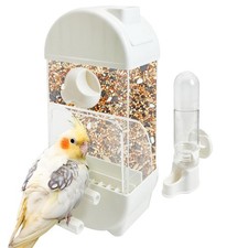 No Mess Automatic Bird Feeder for Cage Transparent Food Container Parrot Wate...