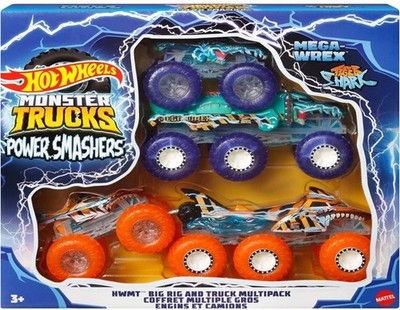 Hot Wheels Monster Trucks Mega-Wrex und Tigerhai mit Big Rigs in passendem P