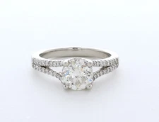 Side Stone Engagement Ring Halo Platinum 2.56 CT Round Lab-Grown Diamond F SI1
