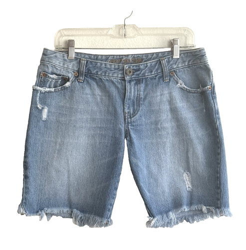 American Eagle Outfitters Cutoff Denim Bermuda Shorts Distressed Size 8 Raw Hem