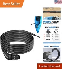 Long Cable Lock, Extra Long Straight Bike Lock 5ft to 25ft with Resettable Co...