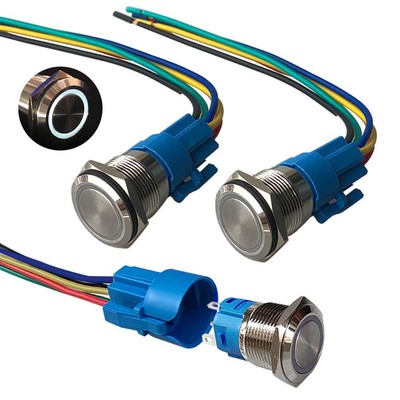 3 Stück Premium 12V/24V 5A Drucktastenschalter, 19mm Auto Zündstarter