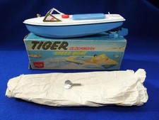 SUTCLIFFE TIGER SPEED BOAT 1969 CLOCKWORK EXCELLENT IN BOX  KEY