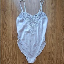 Vintage Lace Beaded Bridal Bodysuit, Romantic, Wedding Intimates, Size - Medium