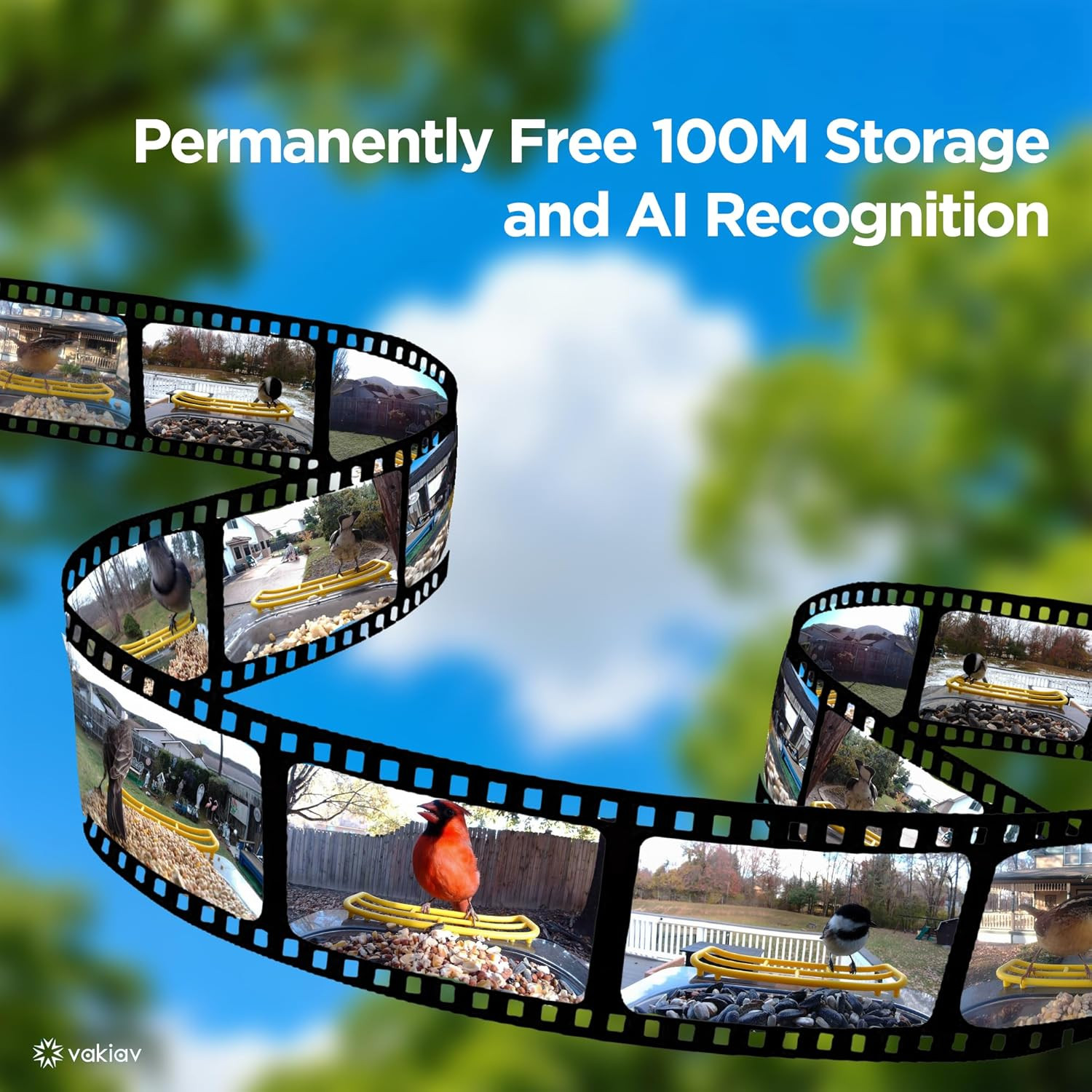 Smart Bird Feeder with Camera Solar Powered,4K Camera for Outdoors,No Subsciptio