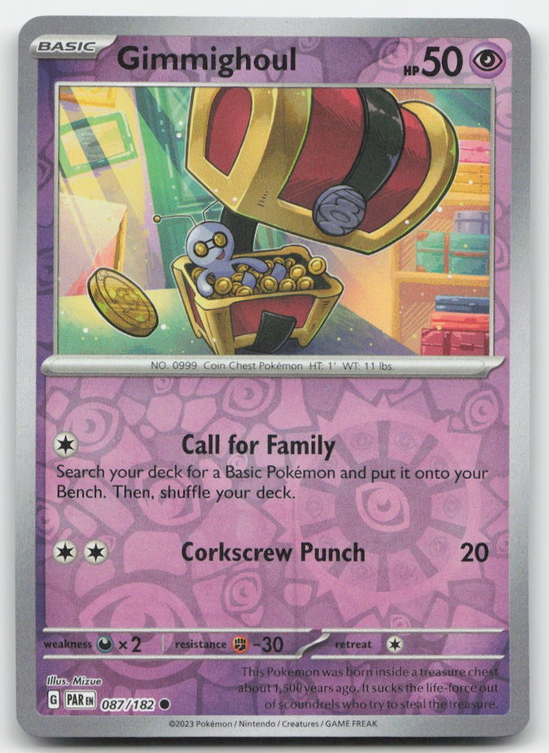 Gimmighoul - Reverse Holo SV04: Paradox Rift 087/182 NM