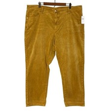 Anthropologie NWT Pilcro Slim Boyfriend Crop Corduroy Pant Size 24W Tan Mustard
