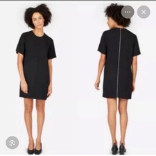 EVERLANE Black Short Sleeve Zipper Back Dress Women's Size 12