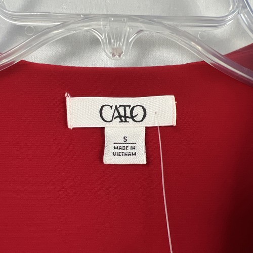 Cato Wrap Dress Womens Small Red Ruffled Cap Flutter Sleeve Stretch Knit New - Picture 5 of 15