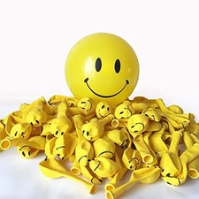 100pcs Smile Face Yellow 6 inch Balloons, 6 inch 6 Inch Pack of 100