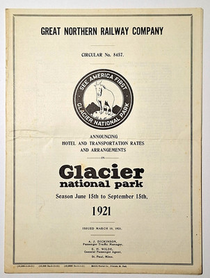 1921 Great Northern Railway Glacier National Park Circular Booklet w/ System Map