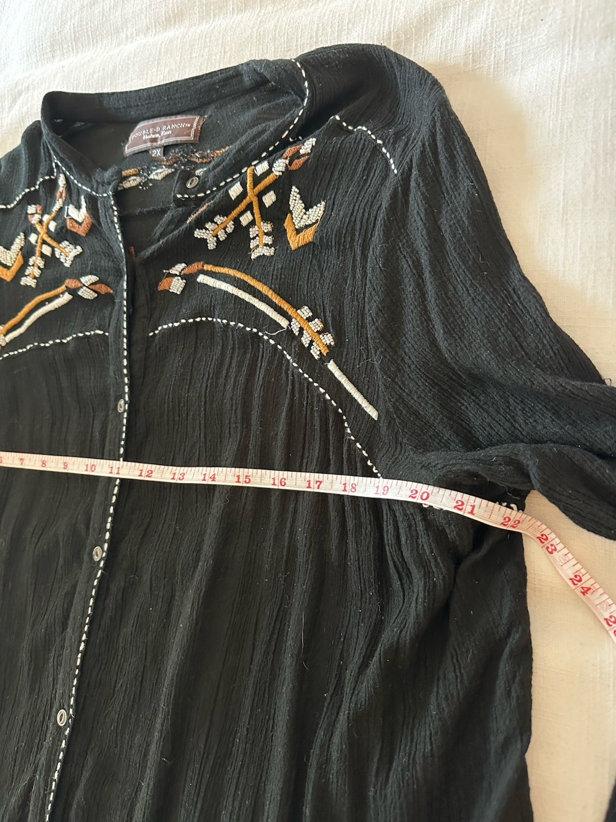 Double D Ranch Western Button Down, Intricate Bea… - image 9