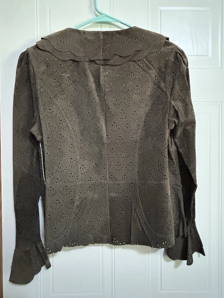 Coldwater Creek Women’s Jacket Dark Brown 100% Leather Small Boho Woodsy Foto 2 de 4