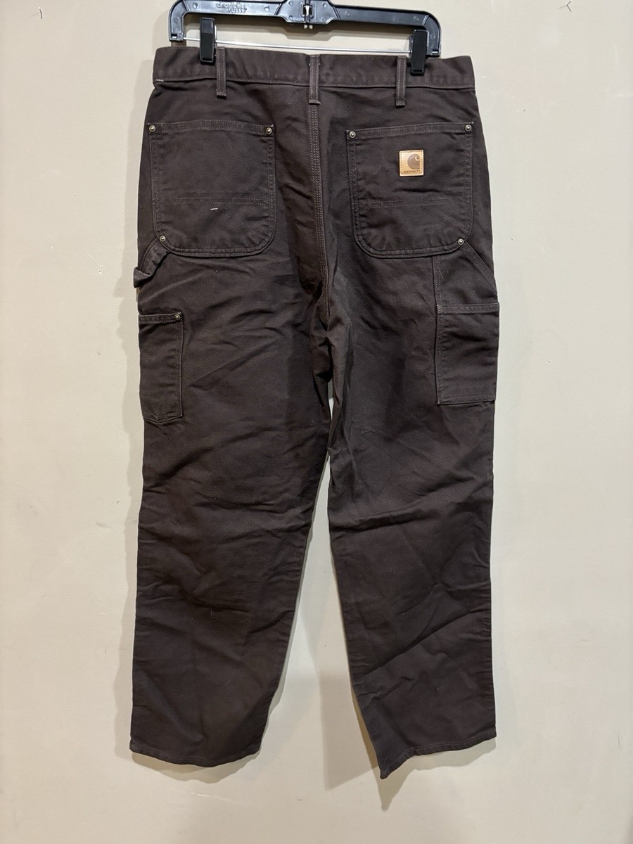 Vintage Carhartt Double Knee Pants Men 34x32 Loose Fit Brown Made