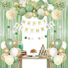Sage Green Birthday Party Decorations for Girls Women with Happy Birthday Banner