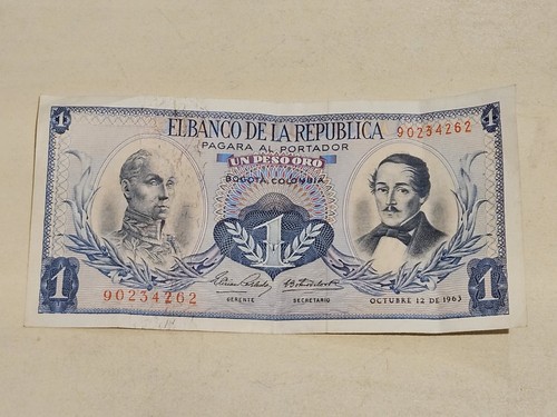 COLOMBIA 1 Peso Banknote (1963) - 12/10/63 - Picture 2 of 3