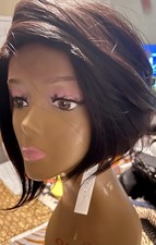 BOB SHORT DARKEST BROWN 100 HUMAN HAIR ANGLED CUT LAYERS NEW HEAT OK LF7016