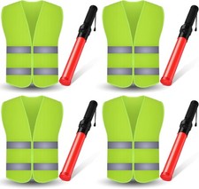 Safety Vest for Airport Parking, High Visibility, Neon Green, 4 Reflective