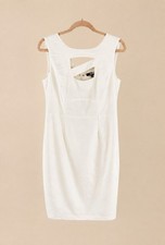 ASOS White Linen Blend Sheath Dress Cutout Neck Size 10