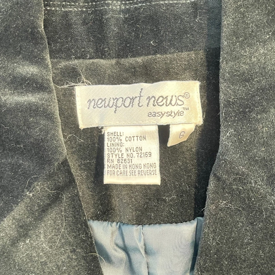 Chaqueta Blazer Newport News Verde Negro Terciopelo Para Mujer Talla 6 Sencillo Pecho Foto 3 de 4