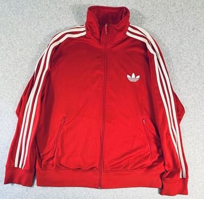 Vintage Adidas Originals Firebird Track Jacket Mens XL Red Full Zip Striped