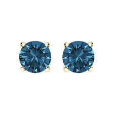 1.0 Cttw Lab-Created Blue Diamond Solitaire Stud Earrings in White 14K Gold