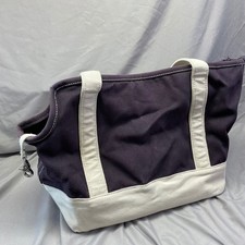 Lands' End Purple Canvas Pet Carrier Tote Bag Small Dog Cat Zip Top Mesh Window