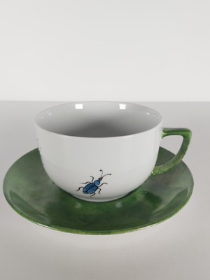 Seltene Schumann Arzberg deutsches Insektenmuster große Teetasse und Untertasse