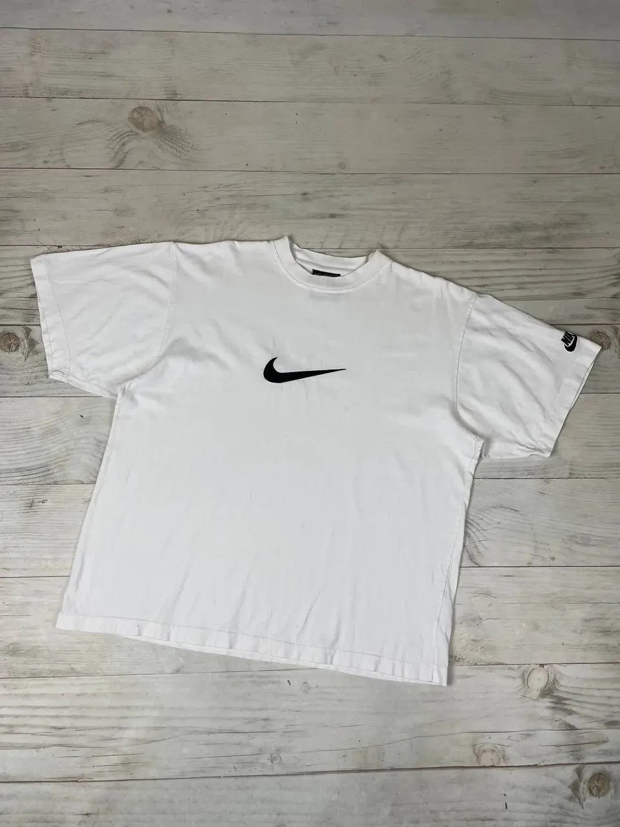 Vintage Nike Big Logo Swoosh 90s T Shirt Men Size M White | eBay