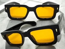 Classic Vintage Retro Hardcore Biker Gangster SUNGLASSES Black Frame Orange Lens