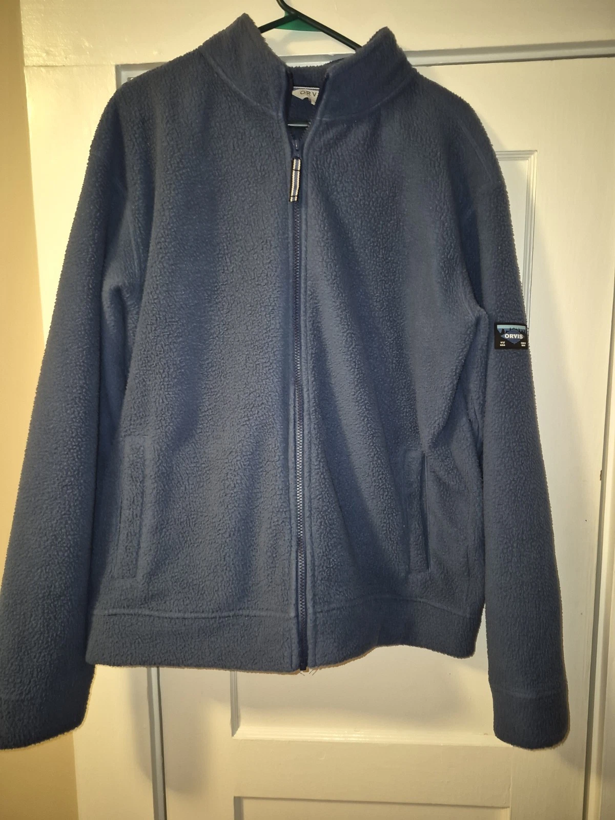 Orvis Fleece Jacket Full Zip Blue Mens Large Classic Collection Outdoor