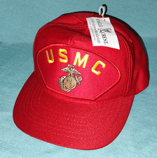 NEW Eagle Crest USMC United States Marine Corps Red Snapback Hat Cap MADE IN USA