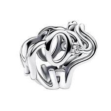 Charms Beads 925 Sterling Silver Openwork Elephant Dangle Pendant with 5A Cubic