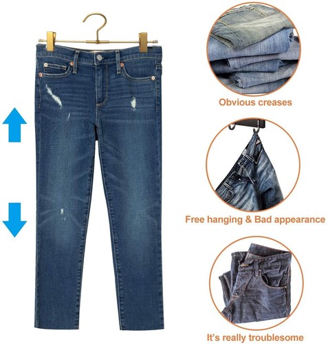 Pantalones dorados perchas para pantalones clips alambre de metal ropa interior perchas para ropa 20 piezas - Imagen 5 de 9