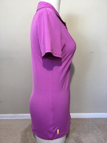 EUC Lole UPF 50+ Ruched Buttonless Short Sleeve Polo Shirt PURPLE SMALL MSRP $90 - Picture 3 of 12