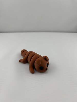 25 Flexi Articulated Brown Dog - Tiny 3D Printed Fidget Toy - Various Sizes Avai