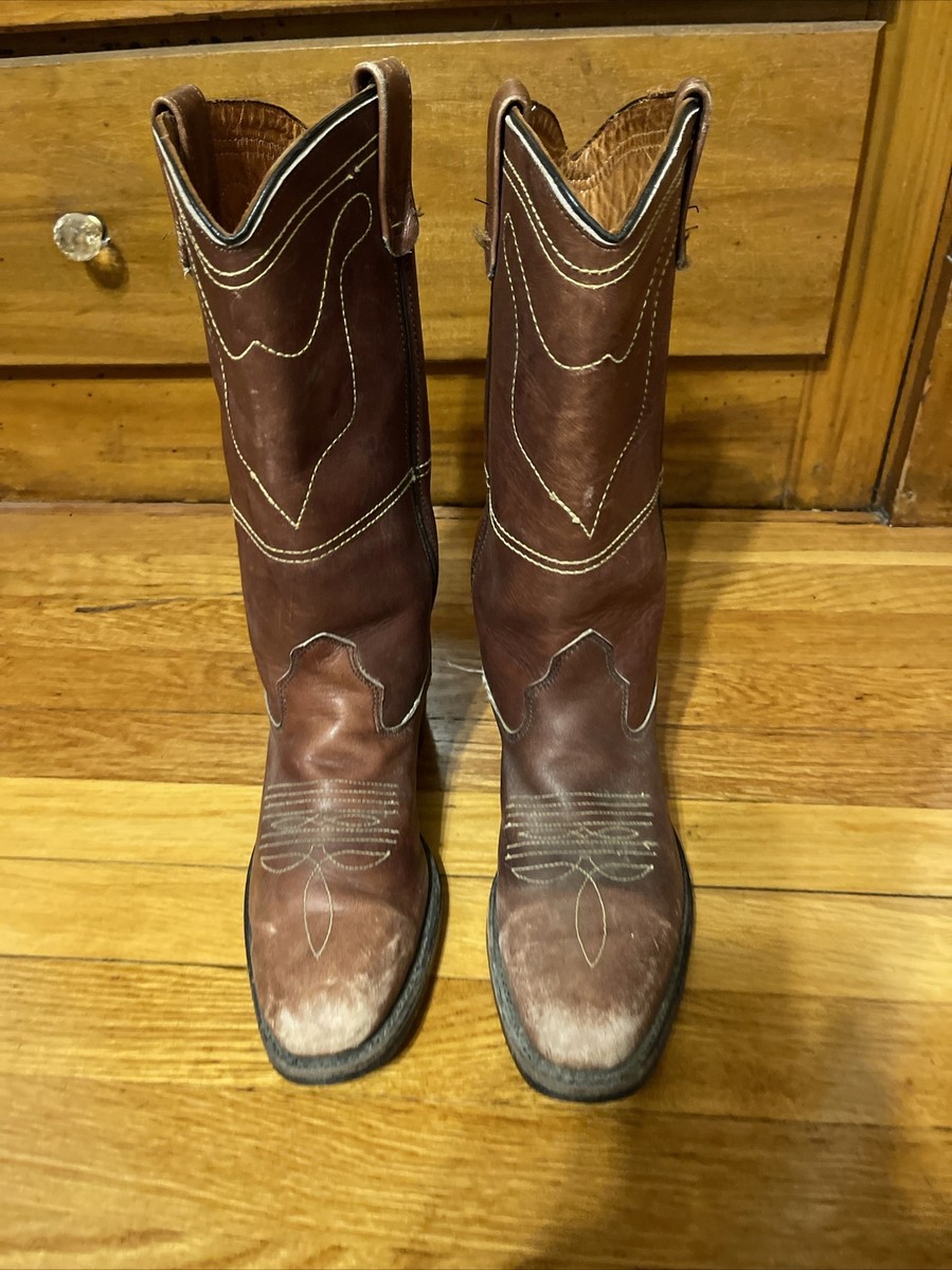 Double H Mens Leather Cowboy Boots Brown, Oil Resistant 