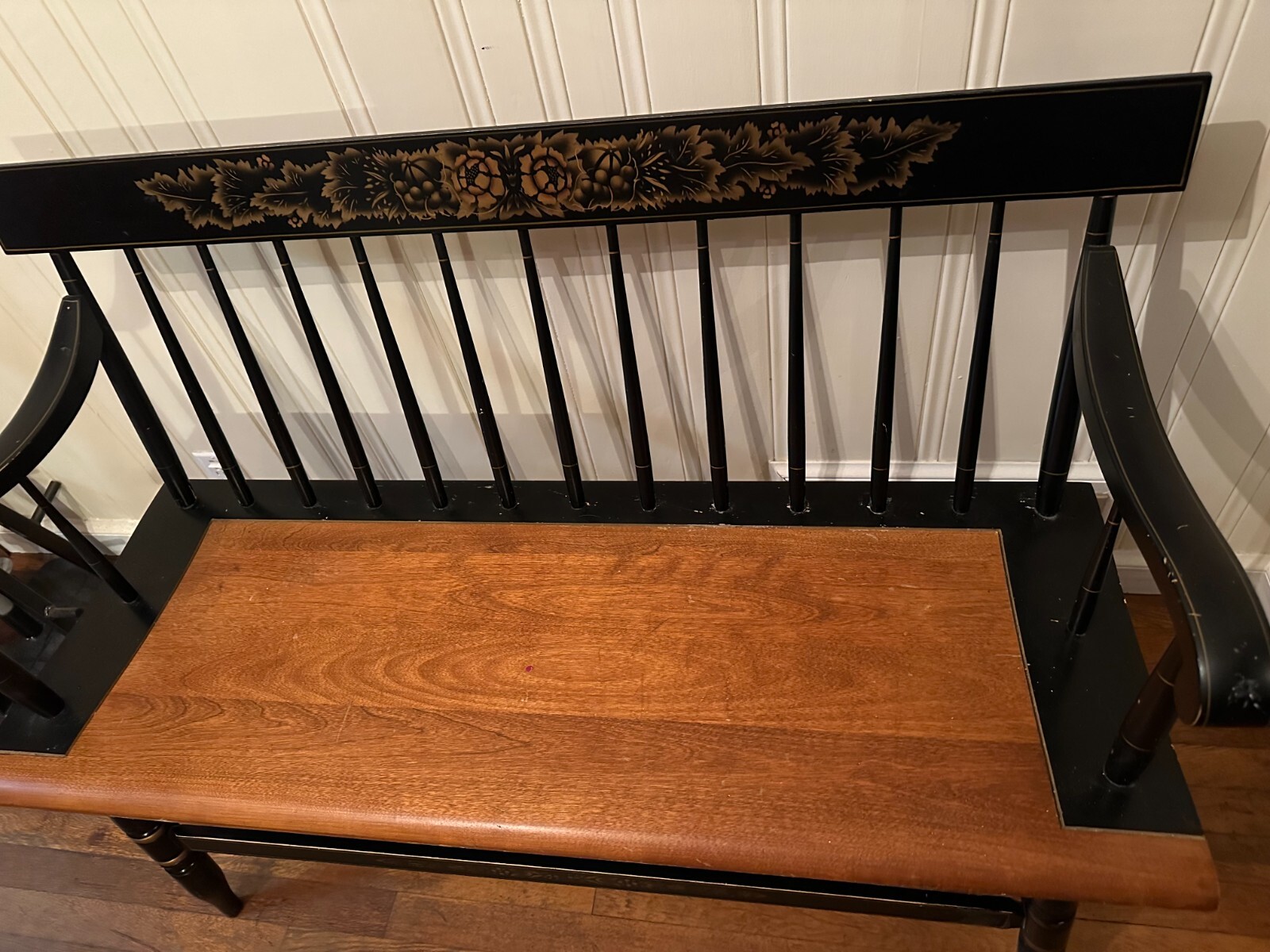 L. Hitchcock Black And Maple Stenciled Harvest Bench eBay