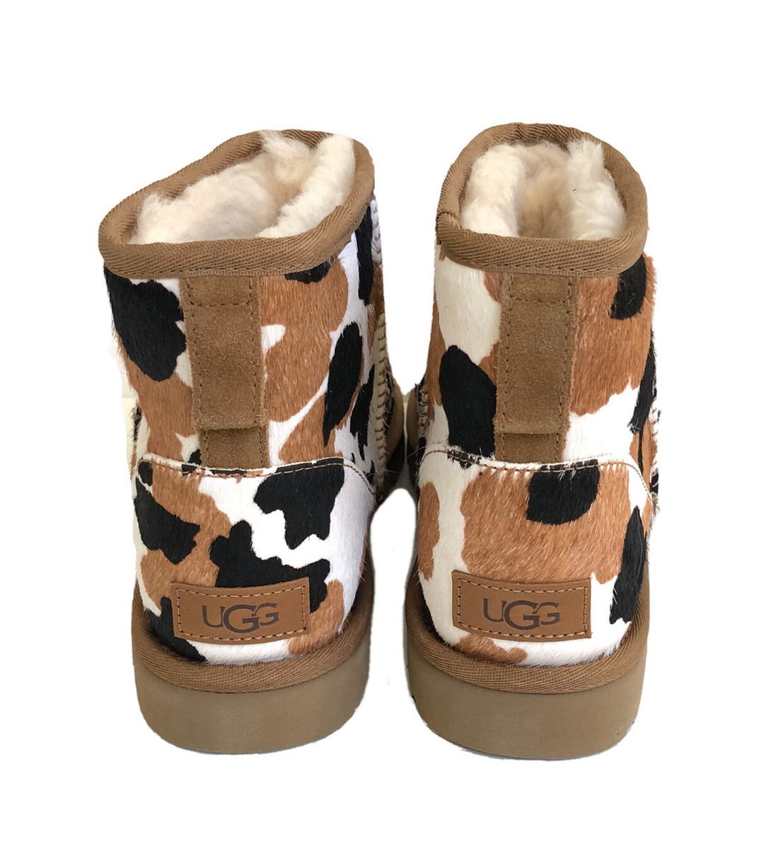 UGG CLASSIC MINI COW PRINT CHESTNUT SHEARLING COW HAIR BOOT US 7 / EU 38 / UK 5