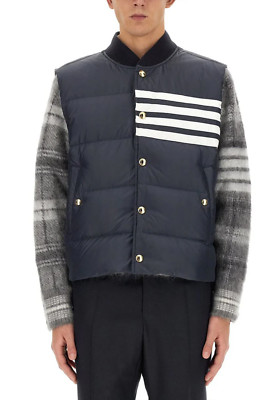 Thom Browne Daunenweste mit Streifen 4-bar Matte Down Vest Daunen Jacke M