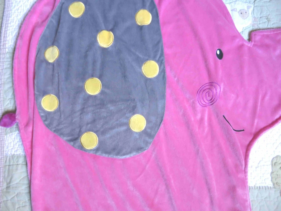 NoJo слон в форме ярко розовый плюшевый w желтый горошек Baby Girl одеяло б/у в отличном состоянии - Изображение 2 из 4