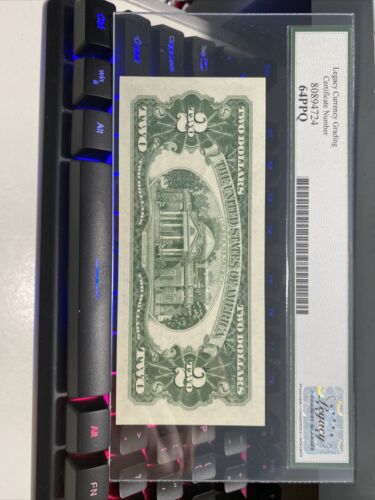 Red Seal note $2 1963 《 Mix Ladder Number 01245789》Legacy graded new 64 PPQ UNC! - Picture 3 of 3