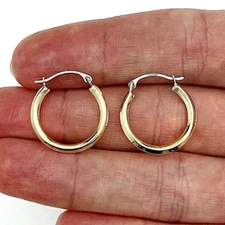Real 14K Gold Knife Edge Hoop Earrings 19mm