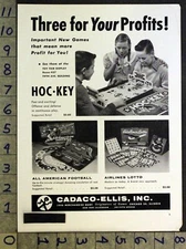 1958 SPORT HOCKEY FOOTBALL AIRLINE LOTTO CHILD GAME CADACO-ELLIS TOY AD 32987