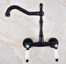 Black Oil Rubbed Brass Kitchen Faucet Bathroom Sink Mixer Tap Wall Mount snf825