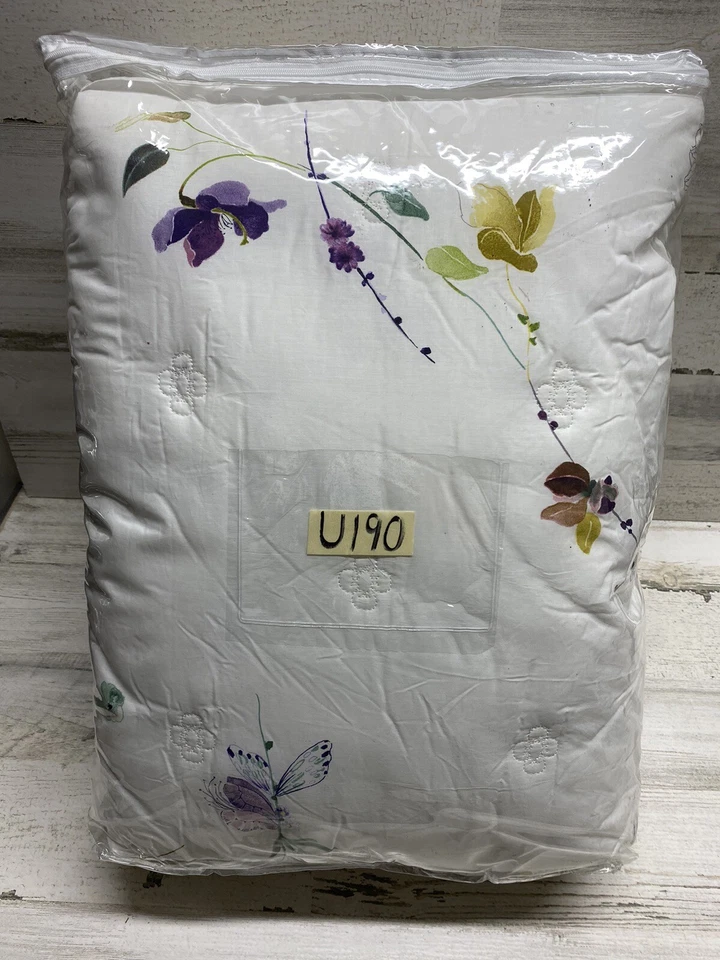 Yves Delorme Saito King Cotton Quilted Coverlet With Floral Design New - Image 3 of 4